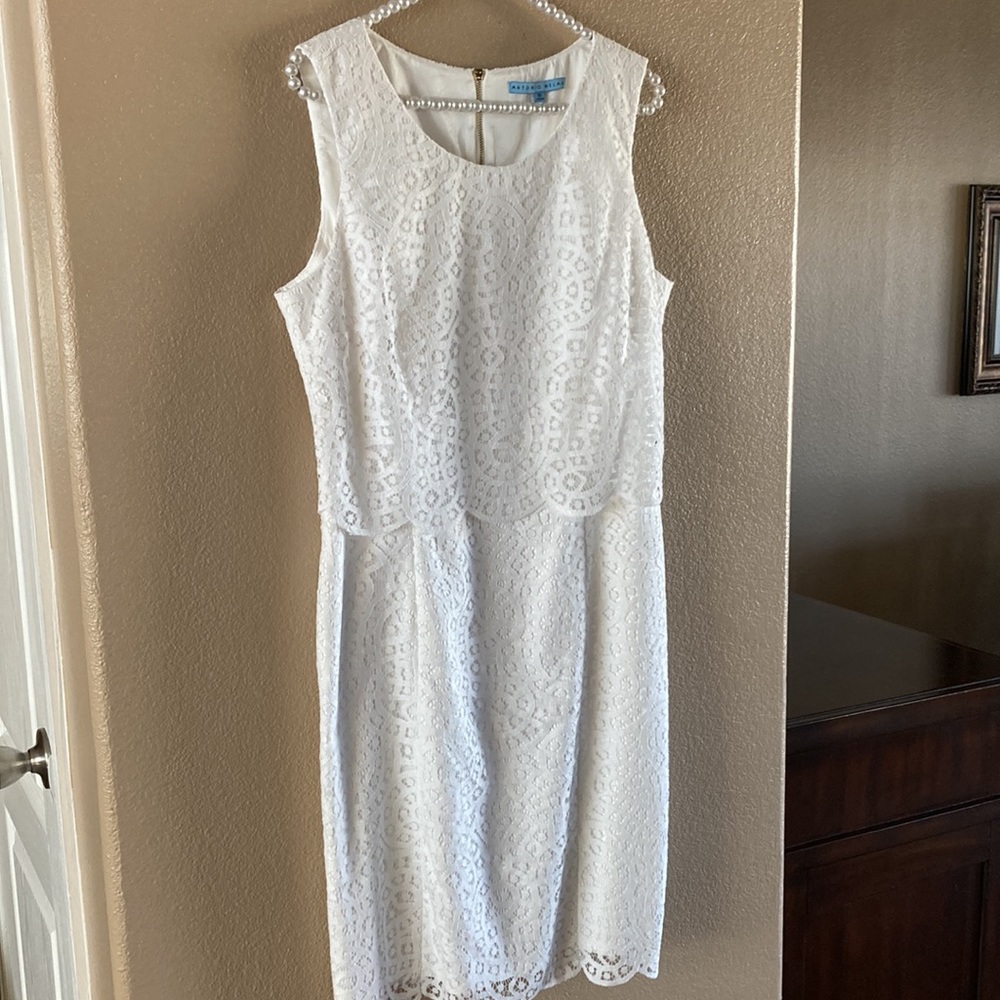 Antonio Melani Sleeveless White Lace Dress
